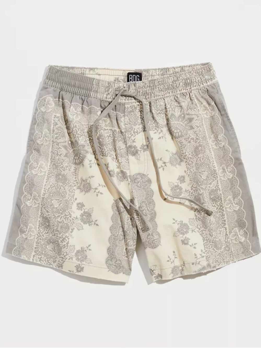 BDG Men's Light Gray Paisley Shorts